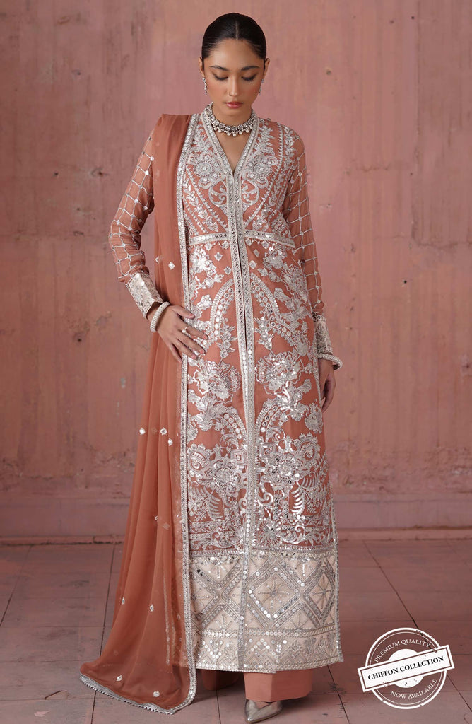 Maryum N Maria Naqsh Chiffon Formal Collection – The Peach Tree (QFG-0018)