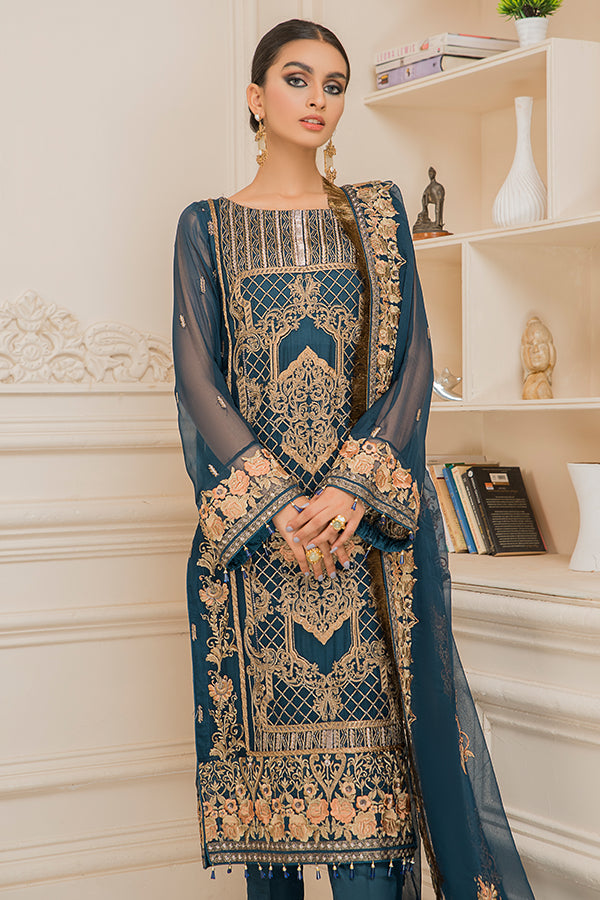 Nourang Festive Collection by Maryam's – D-219 Sapphire Blue