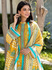 Zellbury Shirt Shalwar Dupatta - Saffron Yellow B - Khaddar Suit - 0308