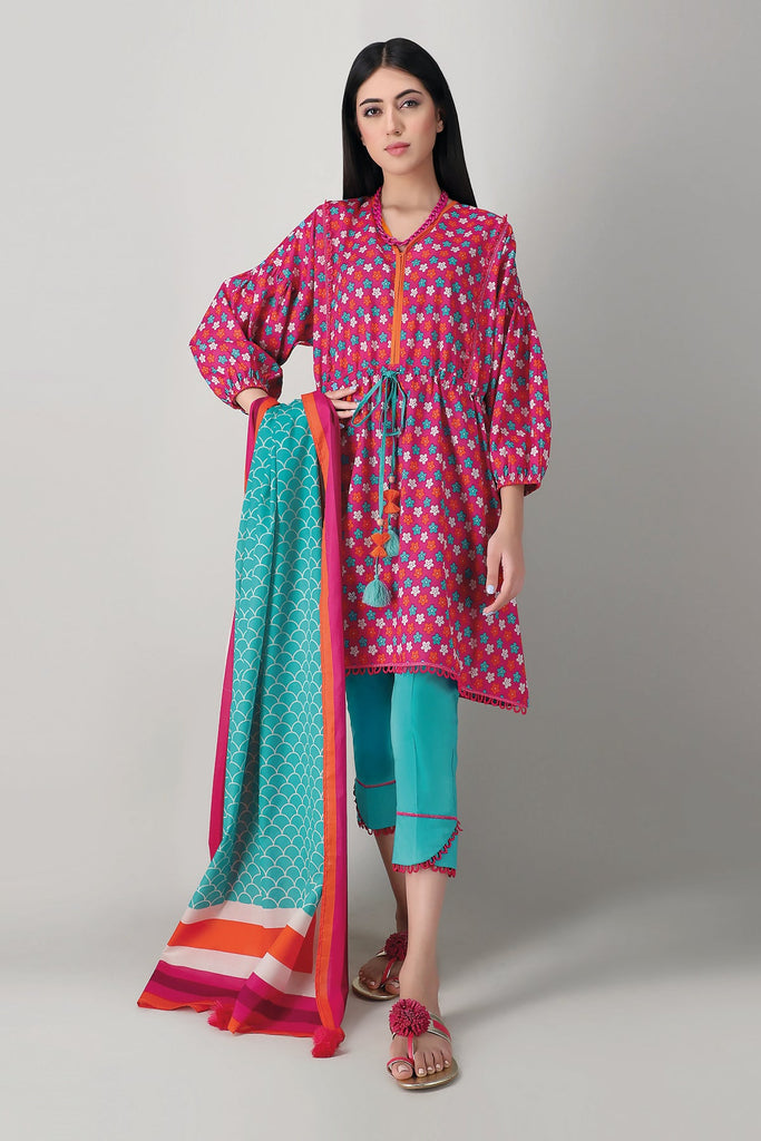 Khaadi Spring Collection 2021 – 3PC Suit · Printed Suit · A21108 Pink