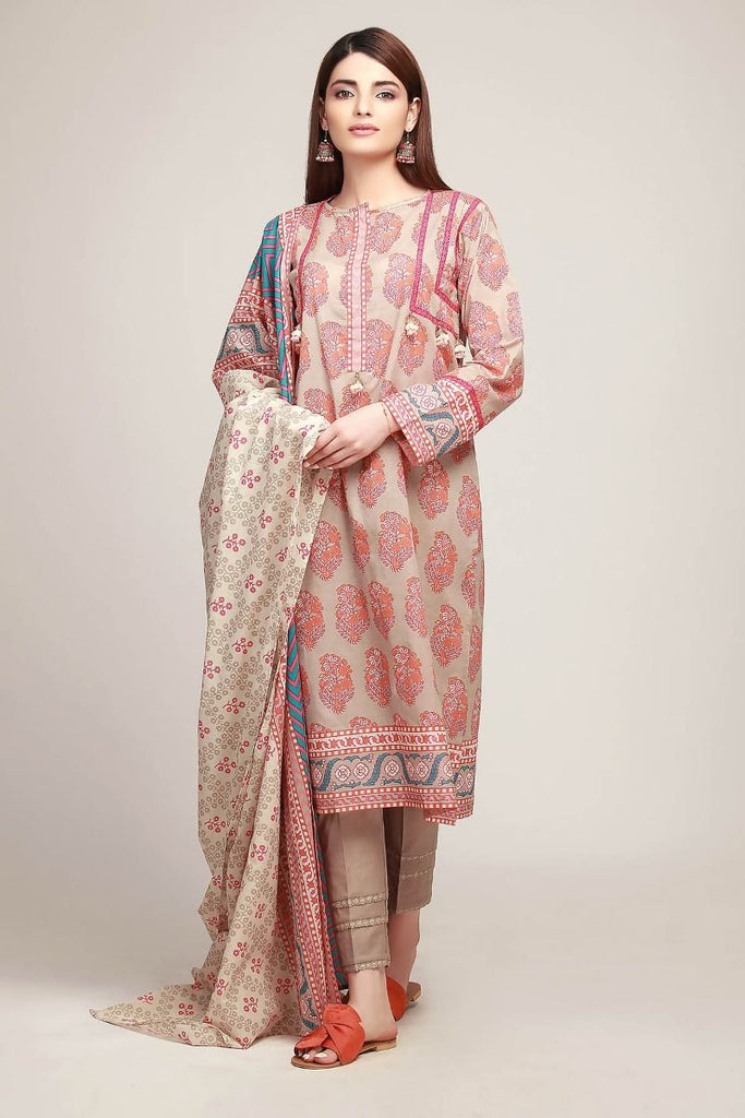 Khaadi Early Spring/Summer Lawn Collection 2019 V2 – AR19125 Beige 3Pc