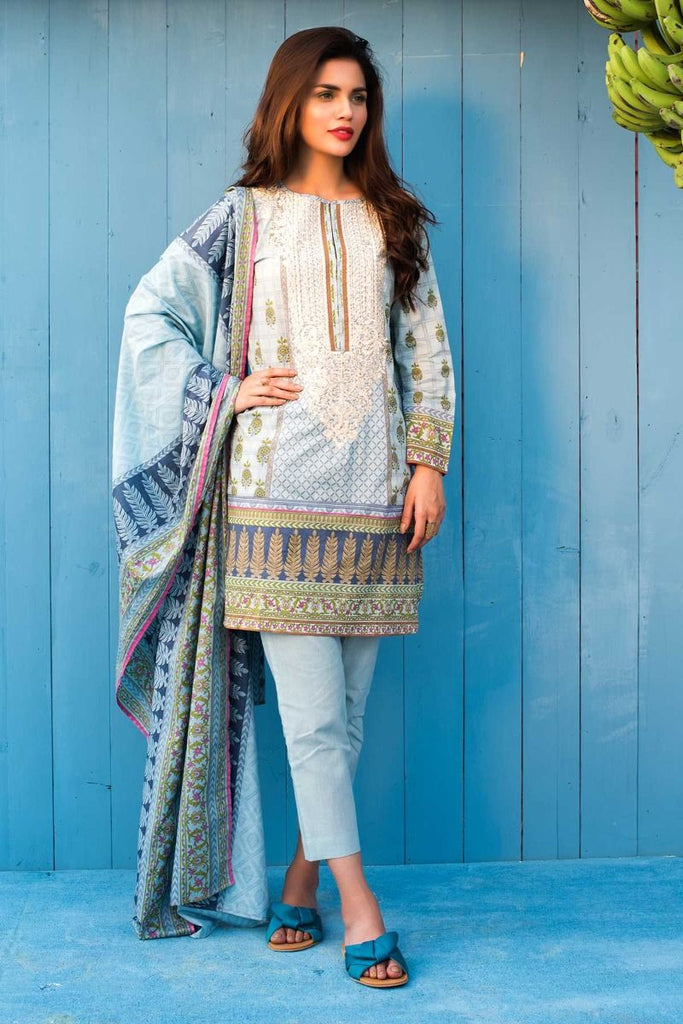 Khaadi Tropical Escape Lawn Collection 2018 – B18101 Blue 3Pc