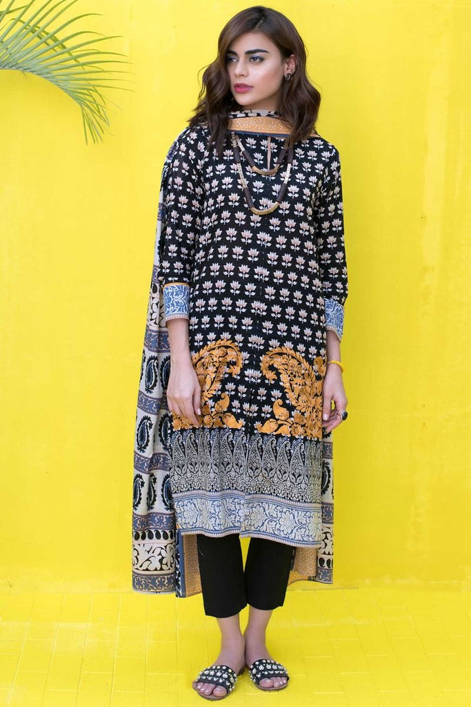 Khaadi Tropical Escape Lawn Collection 2018 – B18102 Black 3Pc