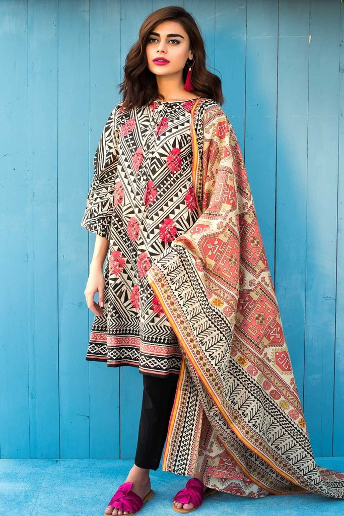 Khaadi Tropical Escape Lawn Collection 2018 – B18109 Black 3Pc