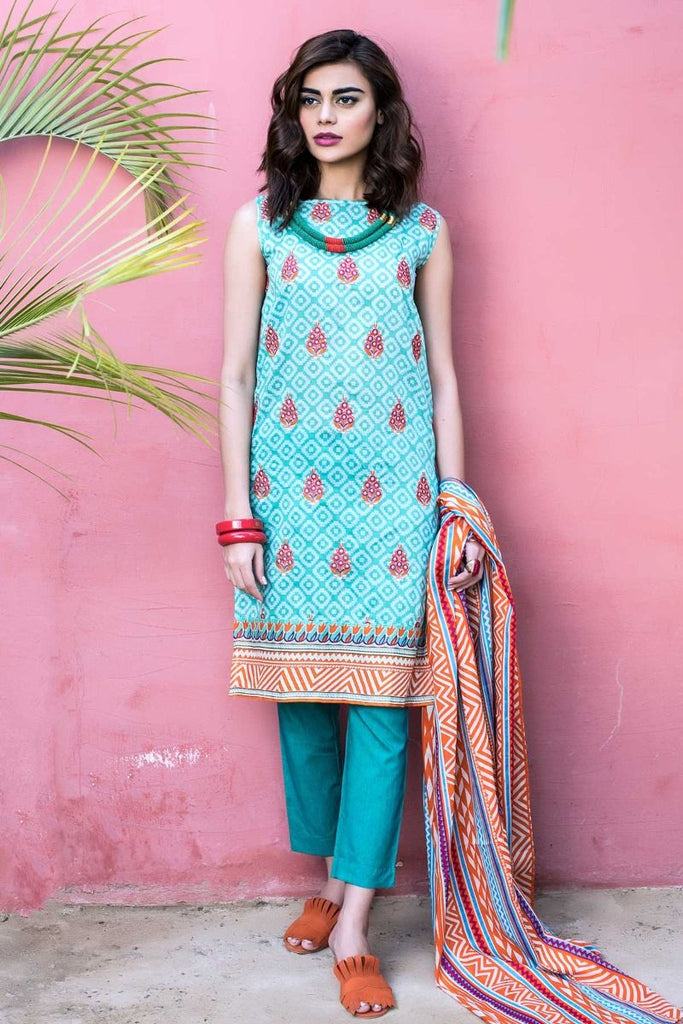 Khaadi Tropical Escape Lawn Collection 2018 – B18114 Blue 3Pc