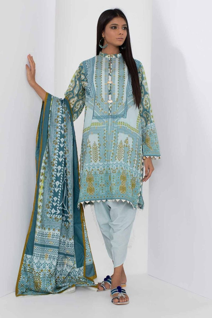 Khaadi Mid Summer Lawn Collection 2018 – B18307 Blue 3Pc