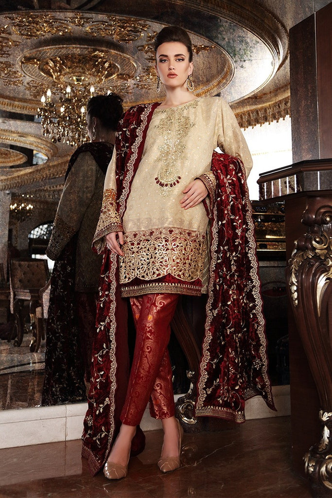 MARIA.B. MBROIDERED Wedding Edition – Maroon Gold - BD-906 - YourLibaas
 - 1