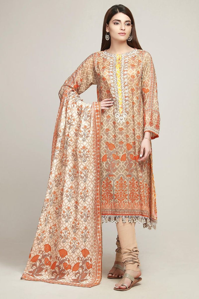 Khaadi Early Spring/Summer Lawn Collection 2019 – BF19105 Brown 3Pc