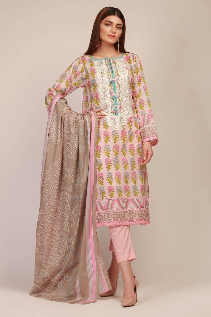 Khaadi Early Spring/Summer Lawn Collection 2019 V2 – BR19113 Pink 3Pc