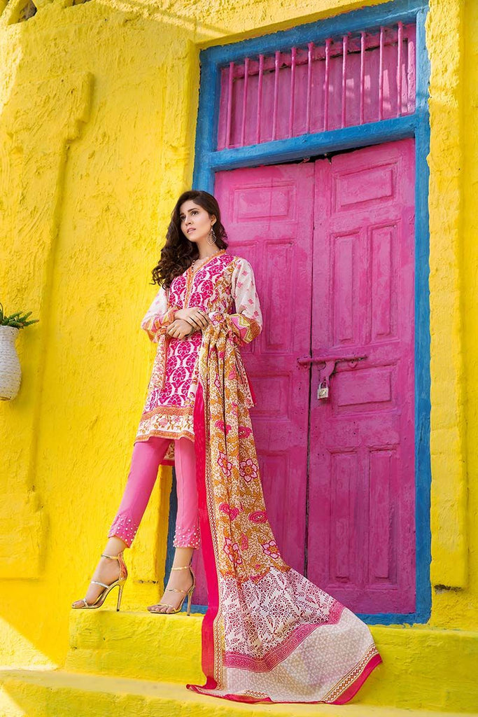 Gul Ahmed Summer Essential Collection 2018 – Pink 3 Pc Printed Lawn CL-373 B