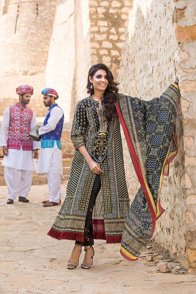 Gul Ahmed Summer Essential Collection 2018 – Black 3 Pc Printed Lawn CL-379 A