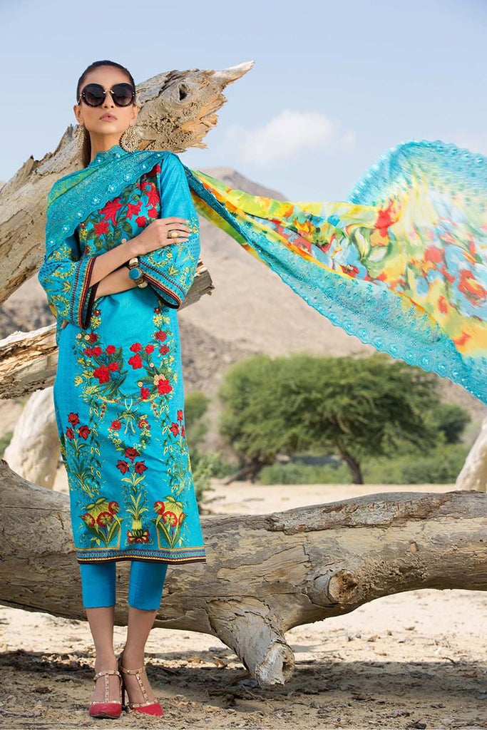 Gul Ahmed Summer Premium Collection 2018 – Blue 3 Pc Embroidered Chiffon CT-235