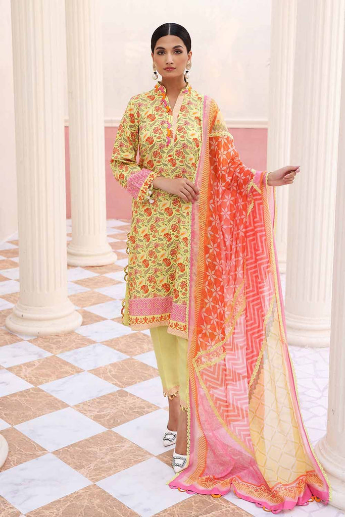 Gul Ahmed Aangan Collection – 3PC Satin Digital Printed Suit with Silk Dupatta DS-22003