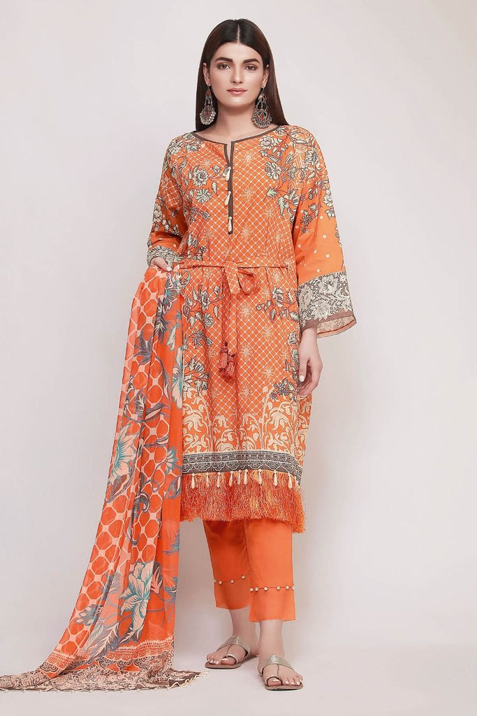 Khaadi Early Spring/Summer Lawn Collection 2019 V2 – DF19101 Orange 3Pc