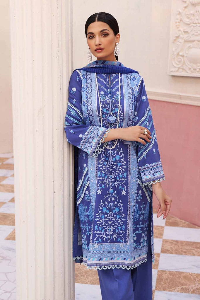 Gul Ahmed Aangan Collection – 3PC Satin Digital Printed Suit with Silk Dupatta DS-22004