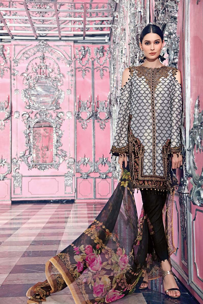 Gul Ahmed Festive Jewelled Collection 2018 – Black 3 Pc Blended Chiffon FE-97