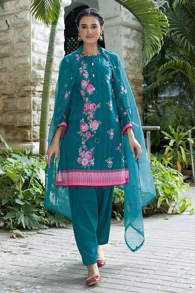 Gul Ahmed Summer - Essential Collection – 3PC Sequins Embroidered Lawn Digital Printed Suit with Embroidered Net Dupatta CN-32006