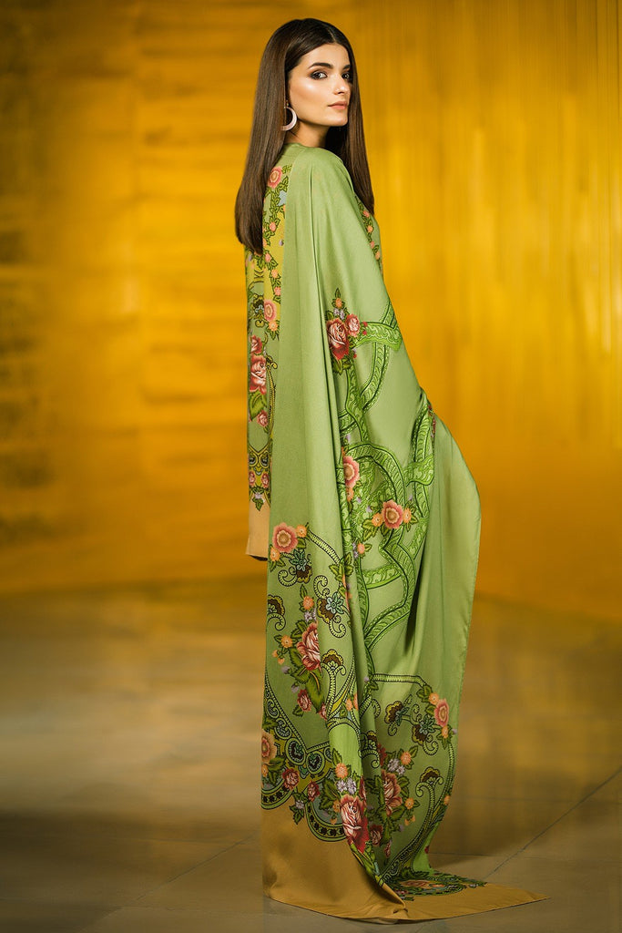 AlKaram Winter Collection 2019 – 3 Piece Printed Plain Viscose Suit with Plain Viscose Dupatta – FW-09-19-Green