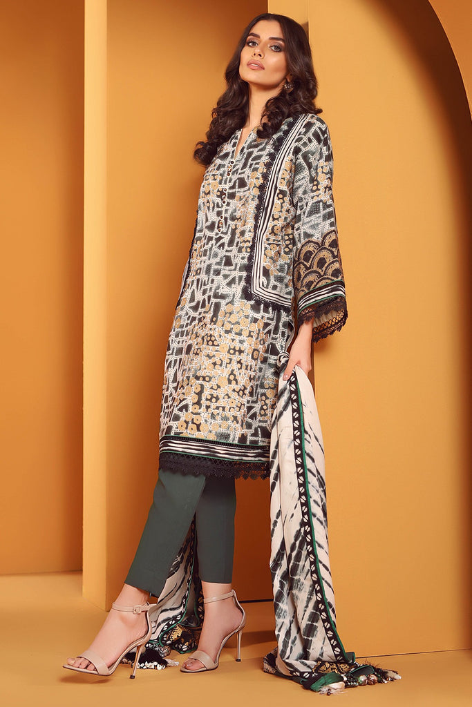 AlKaram Winter Collection – Two Piece Printed Plain Viscose Suit With Printed Plain Viscose Dupatta – FW-27.1-20-Grey