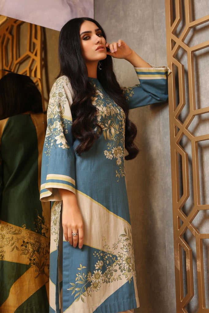 AlKaram Winter Collection 2019 – 2 Piece Printed Khaddar Suit with Khaddar Trouser – FW-38-19-Blue