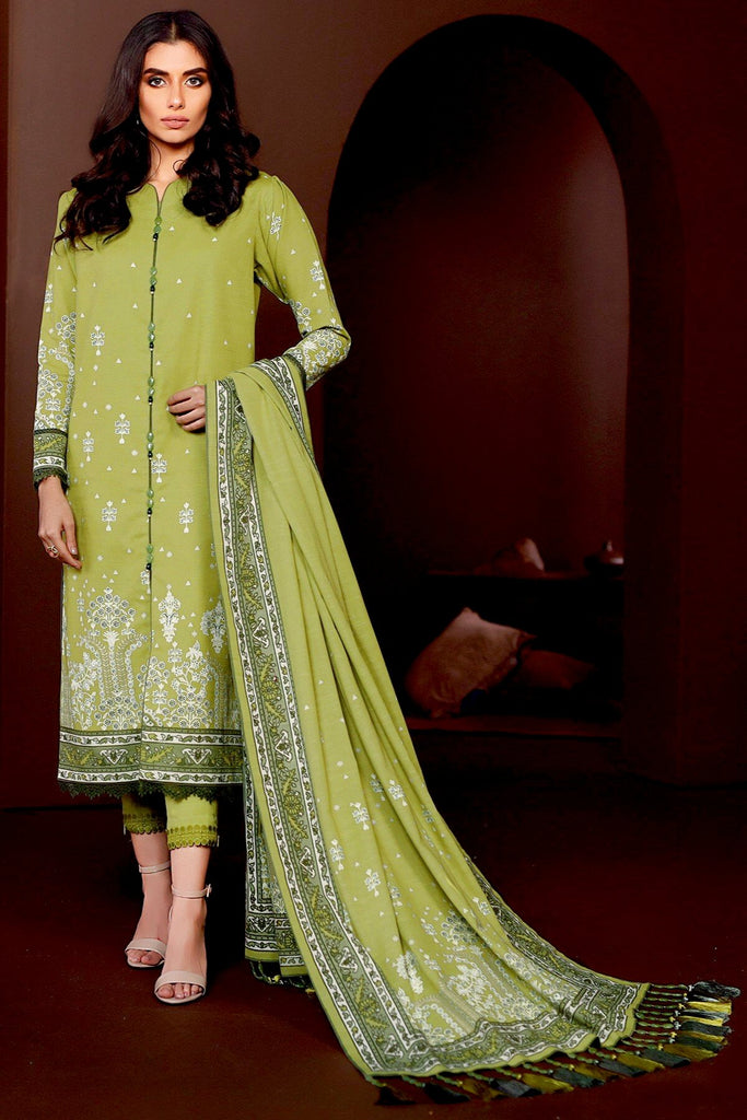 AlKaram Winter Collection – Three Piece Printed Khaddar Suit With Printed Khaddar Dupatta – FW-4.1-20-Green