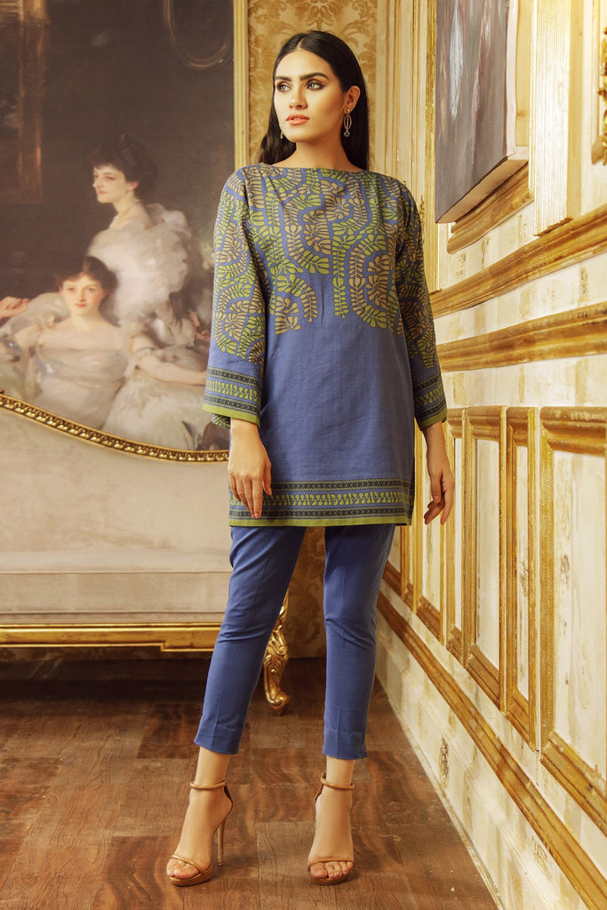 AlKaram Winter Collection 2019 – 2 Piece Printed Khaddar Suit with Khaddar Trouser – FW-41.1-19-Blue