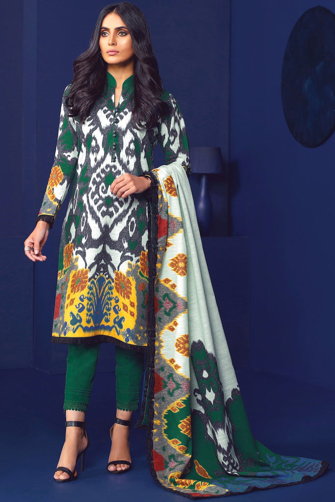 AlKaram Winter Collection – Three Piece Printed Khaddar Suit With Printed Khaddar Dupatta – FW-44-20-Green