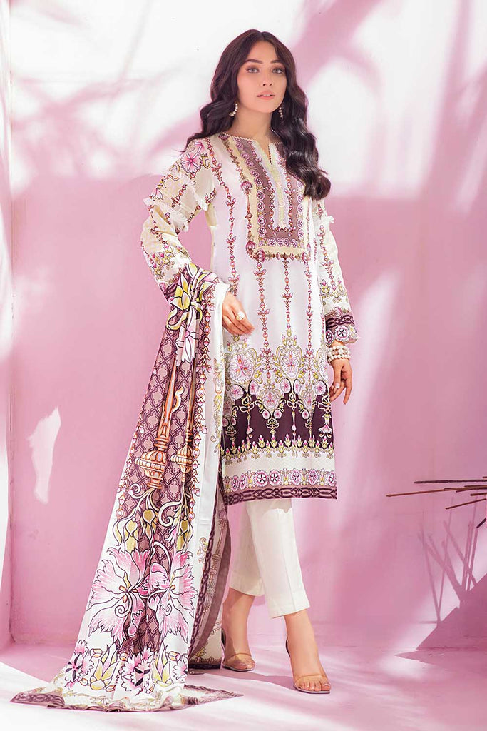 Gul Ahmed Summer Basic Lawn 2021 · 2PC Unstitched Digital Printed Lawn Shirt With Lawn Dupatta TL-336 B