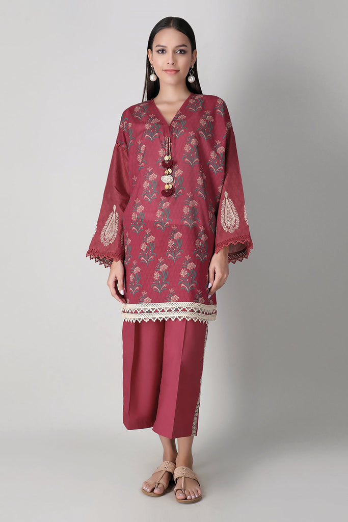 Khaadi Spring Collection 2021 – 2PC Suit · Embroidered Kameez Pants · I21102 Red