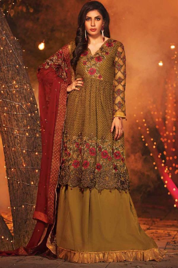 EmbRoyal Dewan-e-Khas Luxury Chiffon Wedding Collection – 09-Splendorous Olive