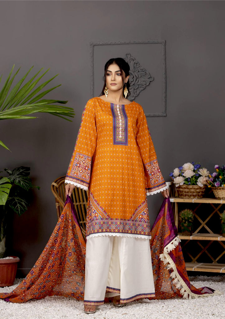 Orchid Printed Lawn Collection with Silk Dupatta Vol-5 – D07