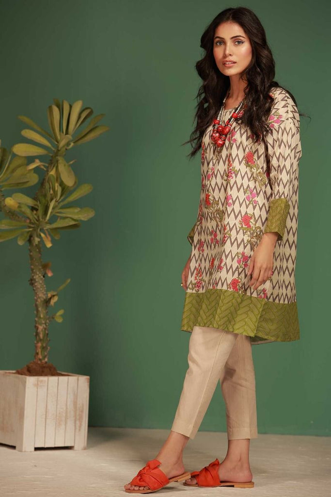 Khaadi Tropical Escape Lawn Collection 2018 – J18102 Beige 2Pc