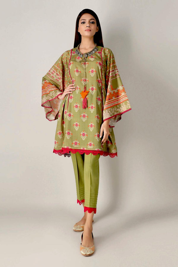 Khaadi Spring Collection 2021 – 2PC Suit · Printed Kameez Pants · J21112 Green