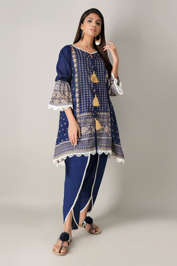 Khaadi Spring Collection 2021 – 2PC Suit · Printed Kameez Pants · J21116 Blue