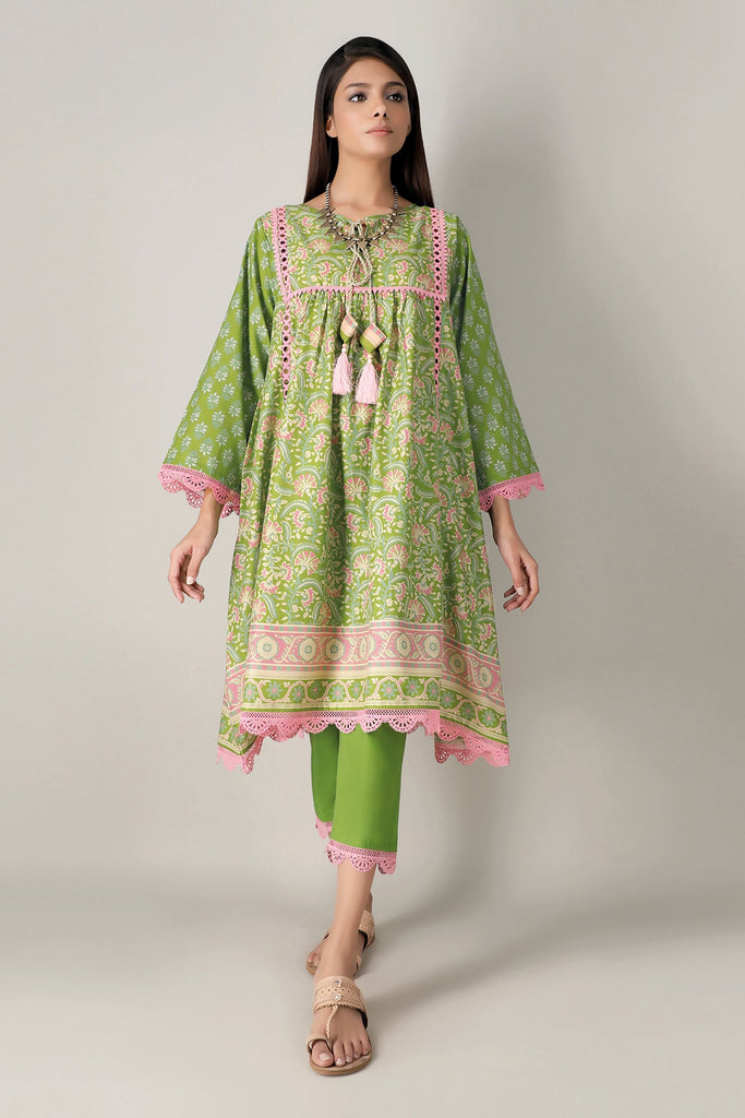 Khaadi Spring Collection 2021 – 2PC Suit · Printed Kameez Pants · J21127 Green