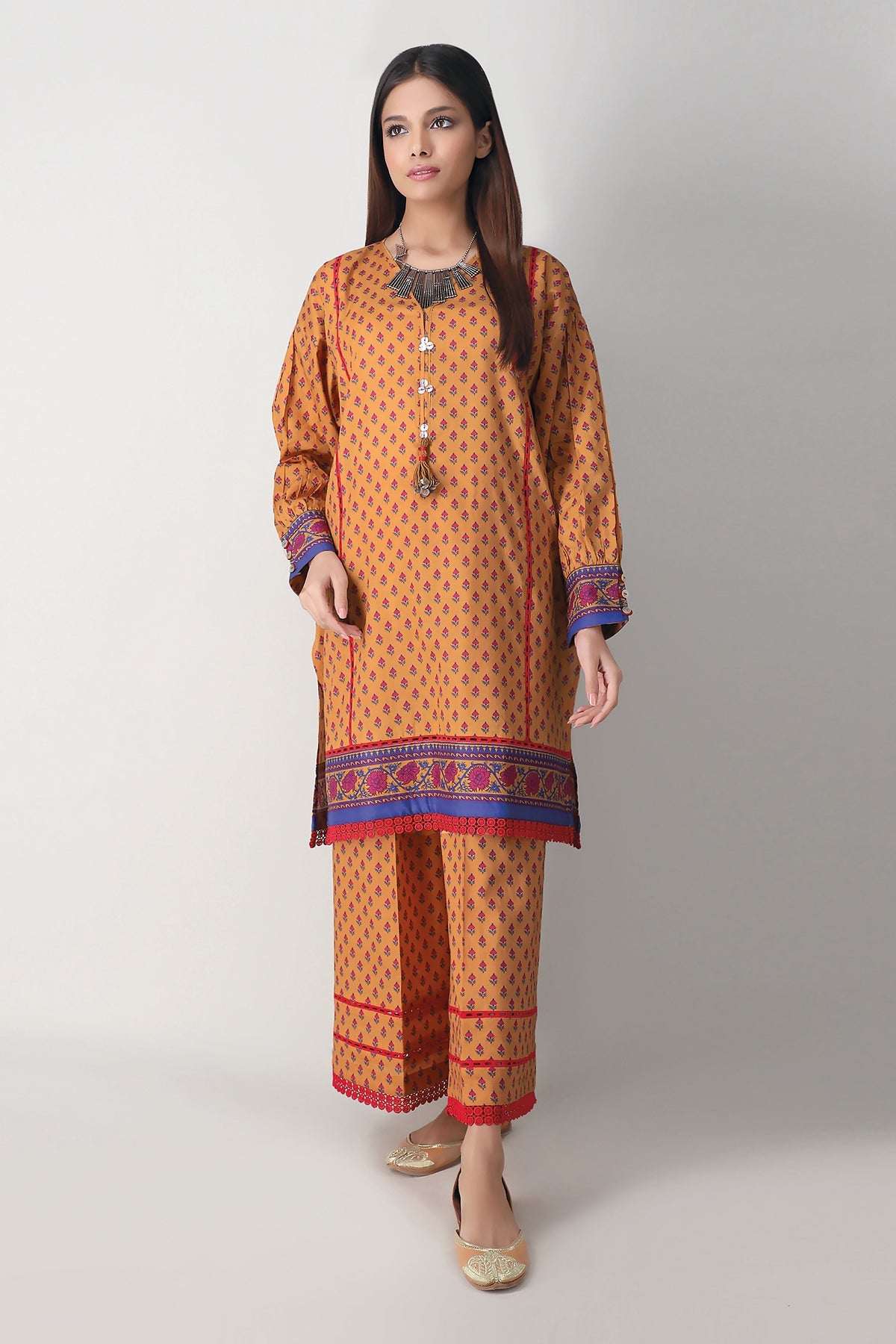 Khaadi Silk Printed Kurta  Trouser With Organza Dupatta  Sania Maskatiya  International