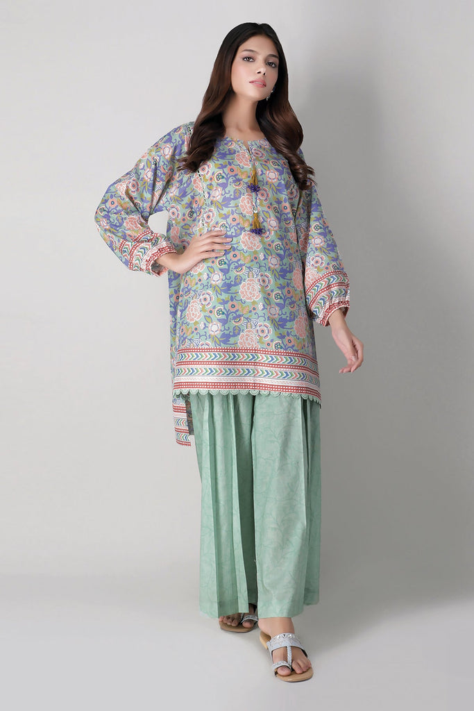 Khaadi Spring Collection 2021 – 2PC Suit · Printed Kameez Pants · J21205 Green