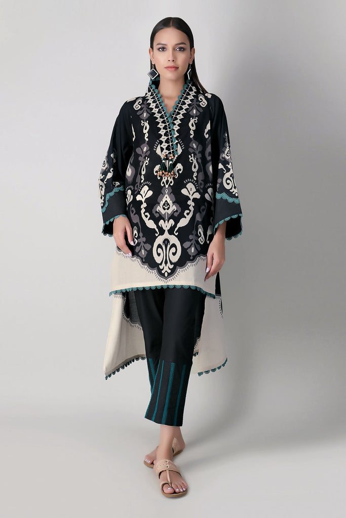 Khaadi Spring Collection 2021 – 2PC Suit · Printed Kameez Pants · J21207 Black