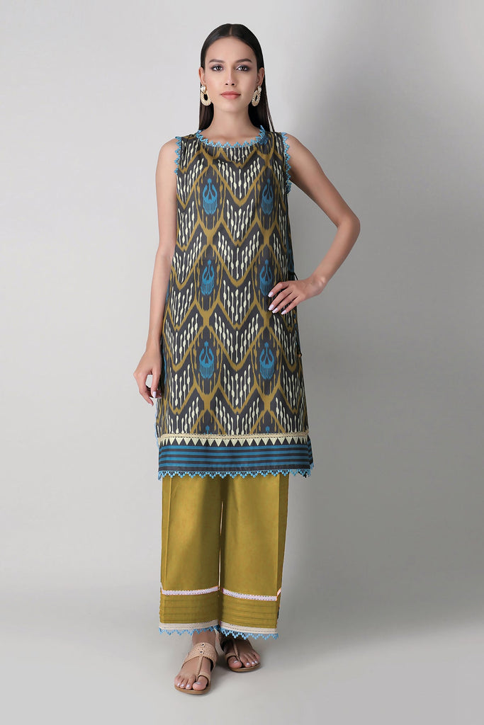 Khaadi Spring Collection 2021 – 2PC Suit · Printed Kameez Pants · J21208 Brown