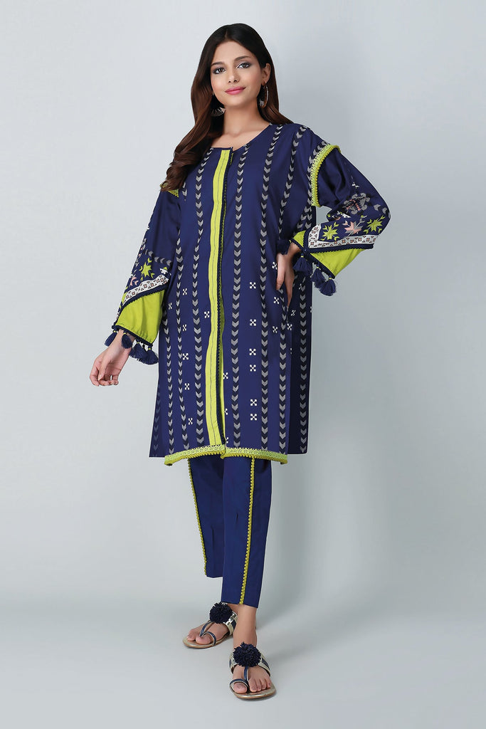 Khaadi Spring Collection 2021 – 2PC Suit · Printed Kameez Pants · J21210 Blue