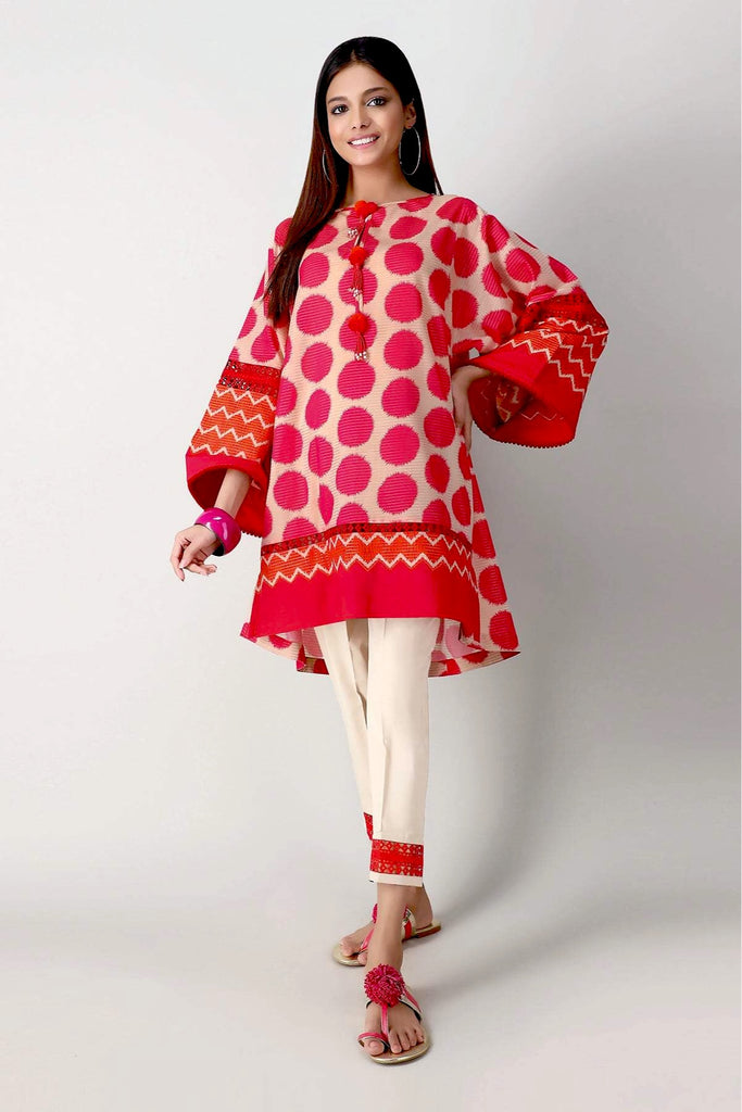 Khaadi Printed 2 Piece Suit · Kameez Pants – JM21201 Pink