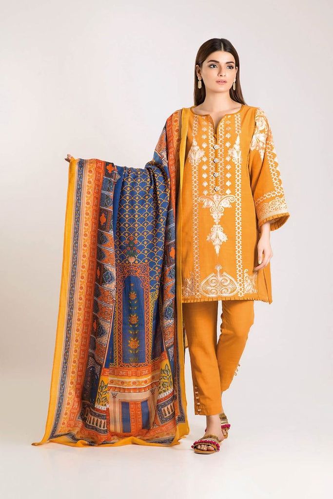 Khaadi Winter Vibe Collection 2019 – KO19511 Yellow 3Pc