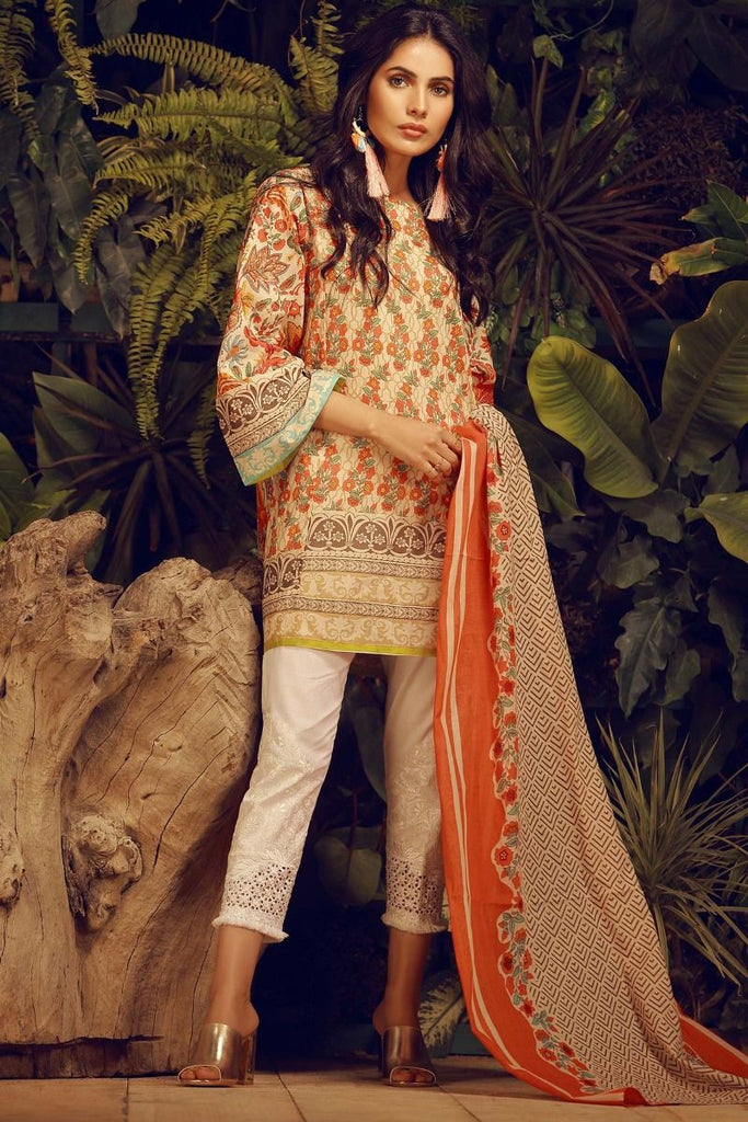 Khaadi Tropical Escape Lawn Collection 2018 – L18108 Rust 2Pc