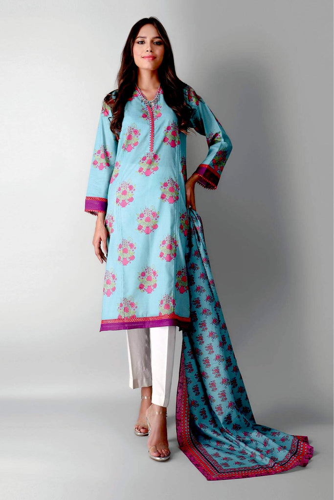 Khaadi Printed 2 Piece Suit · Kameez Dupatta – L2104017 Blue