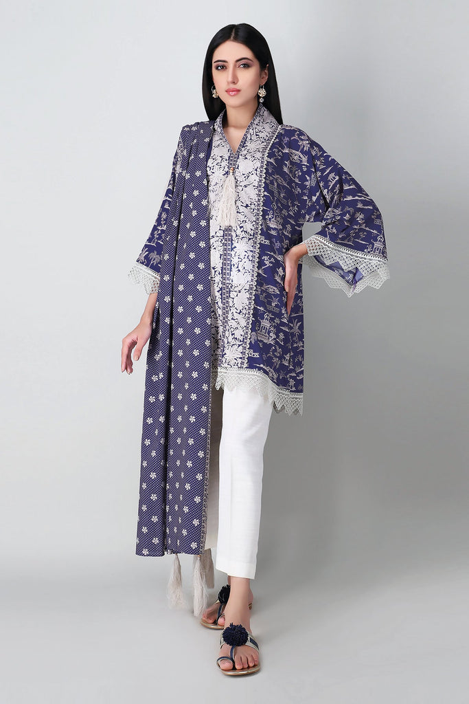 Khaadi Spring Collection 2021 – 2PC Suit · Printed Kameez Dupatta · L21113 Blue