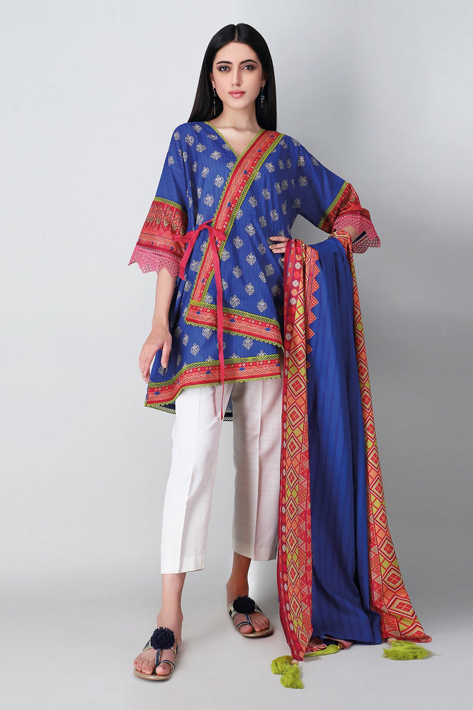 Khaadi Spring Collection 2021 – 2PC Suit · Printed Kameez Dupatta · L21118 Blue