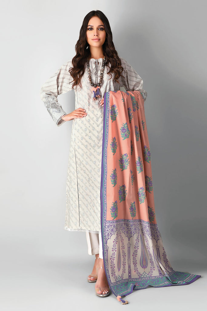 Khaadi Printed 2 Piece Suit · Kameez Dupatta – L21235 Beige