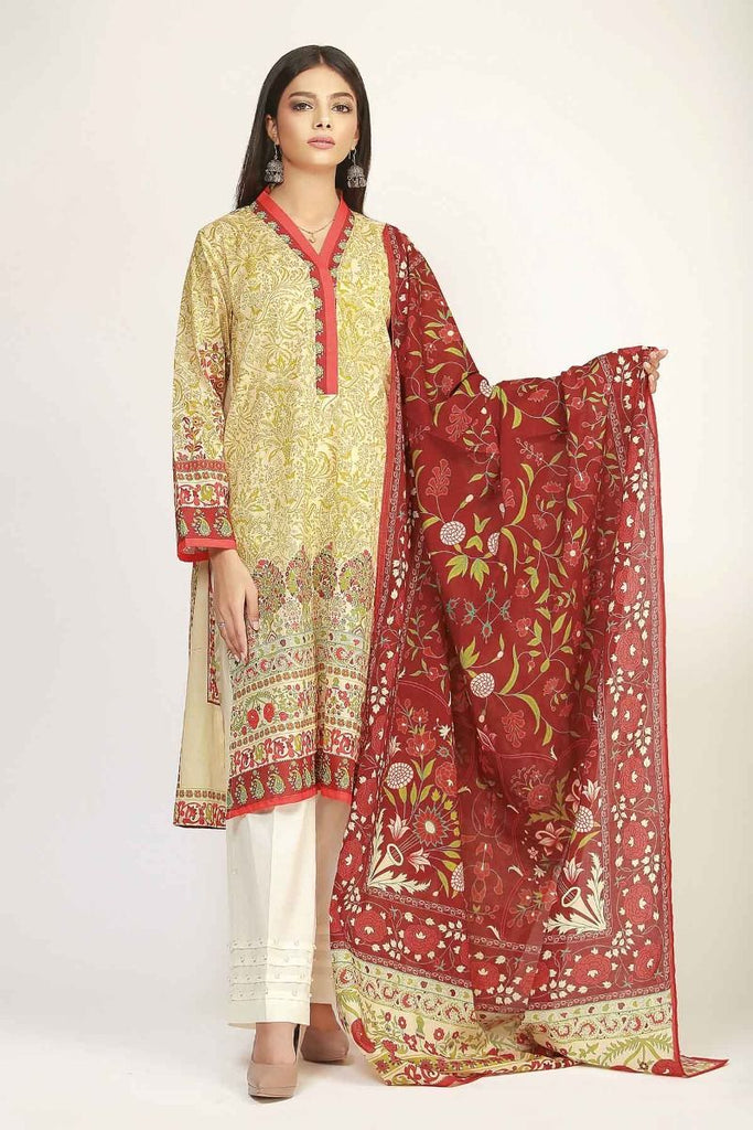 Khaadi The Tale of Spring Lawn Collection 2019 – LF19101 Beige 2Pc