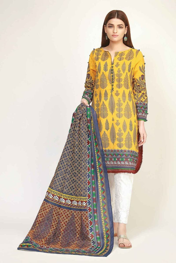 Khaadi The Tale of Spring Lawn Collection 2019 – LF19103 Yellow 2Pc