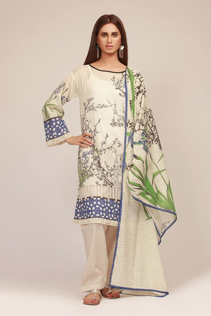 Khaadi The Tale of Spring Lawn Collection 2019 – LF19111 Off White 2Pc